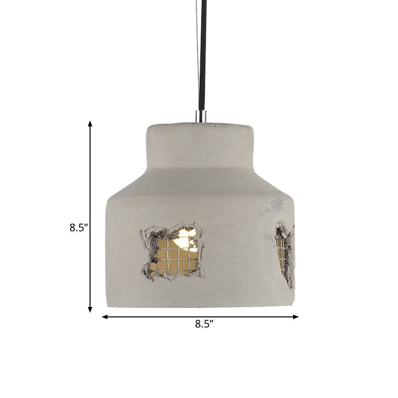 1 ampoule suspendue plafonnier Cylindre ancré / dôme suspension de lampe suspendue en gris