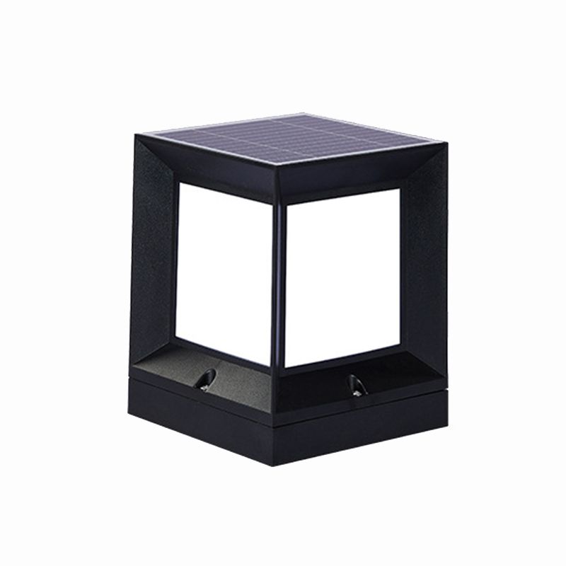 Modern Simple Plastic Outdoor Light Rectangle Shape Solar Energy Pillar Lamp for Courtyard