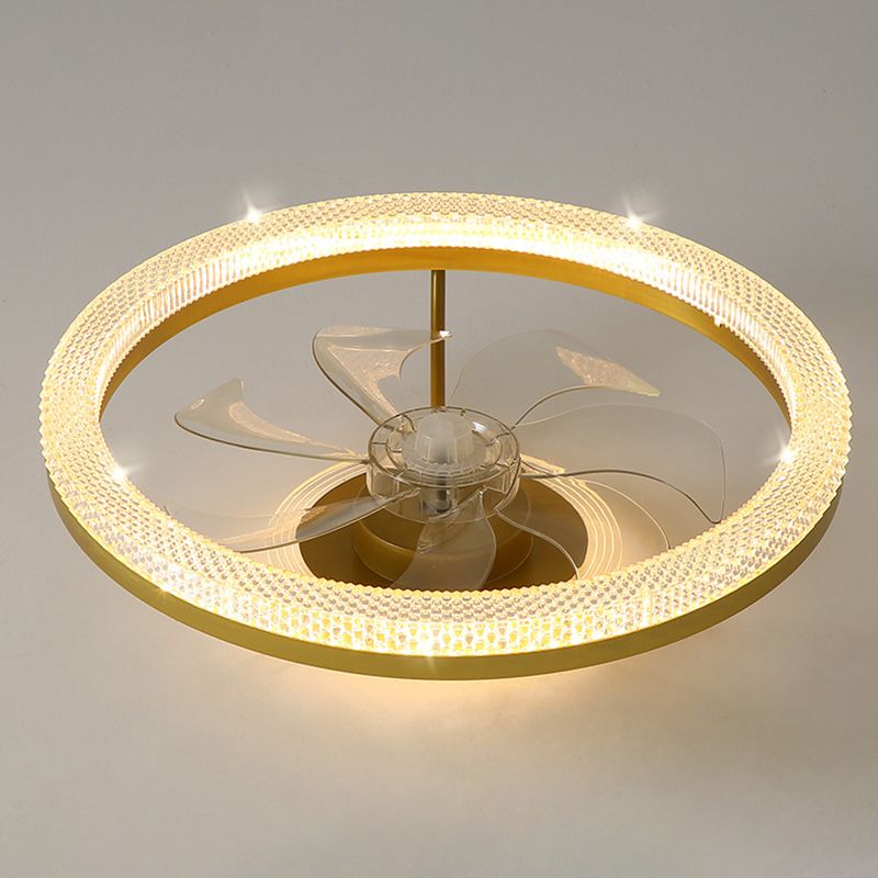 7-Blade Contemporary Ceiling Fan White/Golden LED Fan with Light for Home