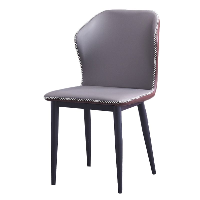 Armless Dining Chairs Contemporary Faux Leather Side Chairs for Dining Room