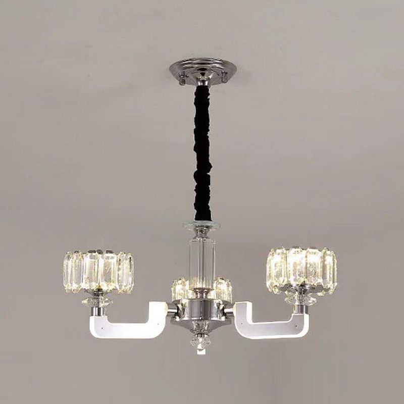 Cylindrical Pendant Ceiling Lights Modern Minimalist Style Crystal Hanging Lamp