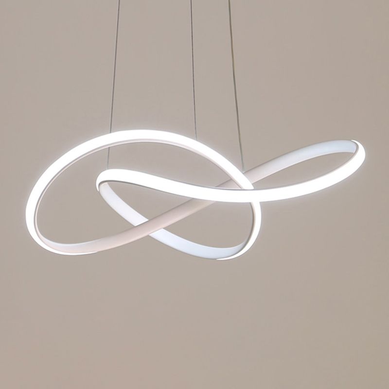 Linear Shape Metal Pendant Light Fixture Modern 1 Light Hanging Light Fixture in White