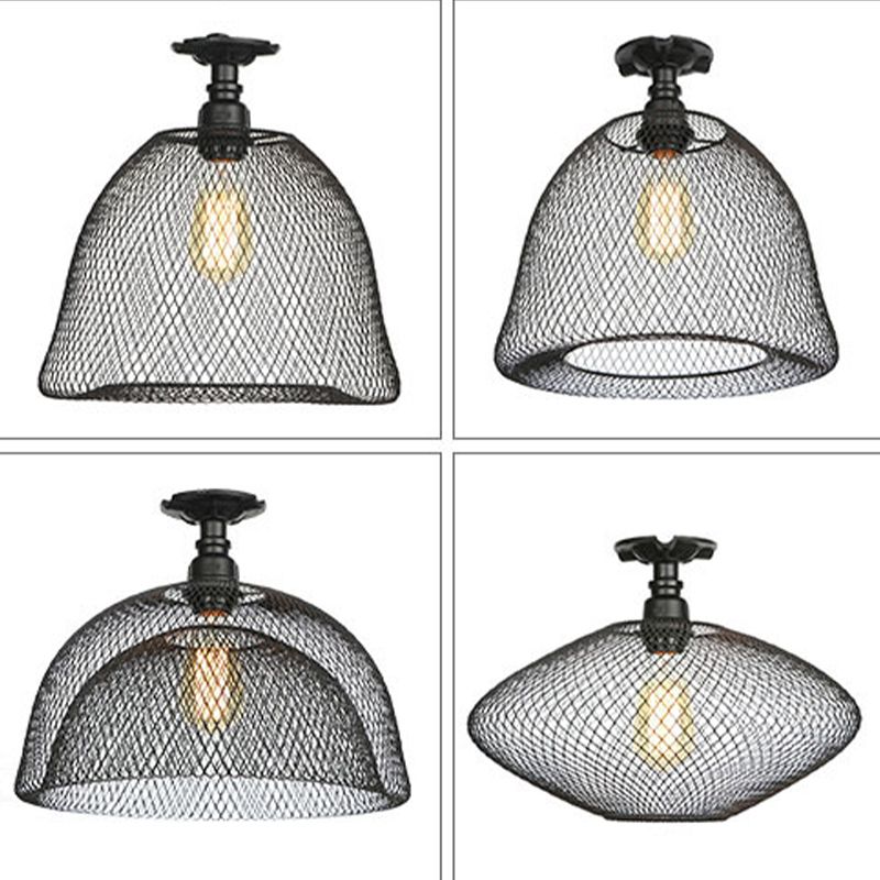 Modern Flush Mount Ceiling Light Metal 1-Light Flush Mount Lighting in Black