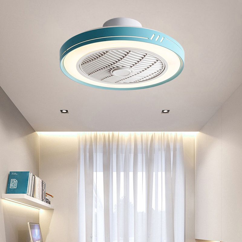 Single Polished Modern Ceiling Fan Lamp Metallic Ceiling Fan Light for Living Room