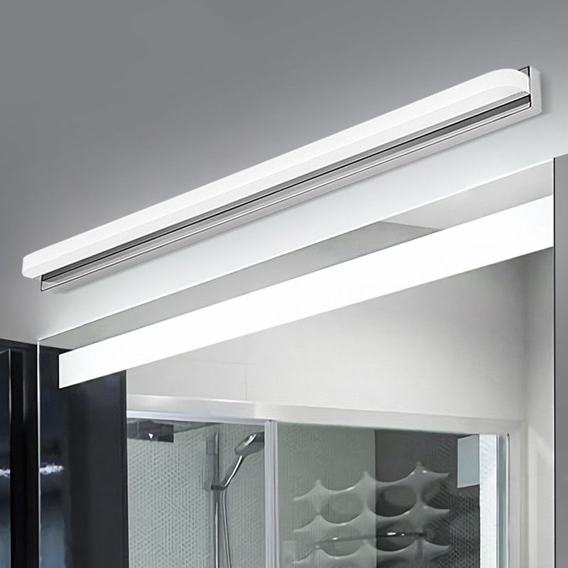 Luz de tocador lineal Luz de metal contemporáneo 1 luz de espejo LED de luz para baño en plata