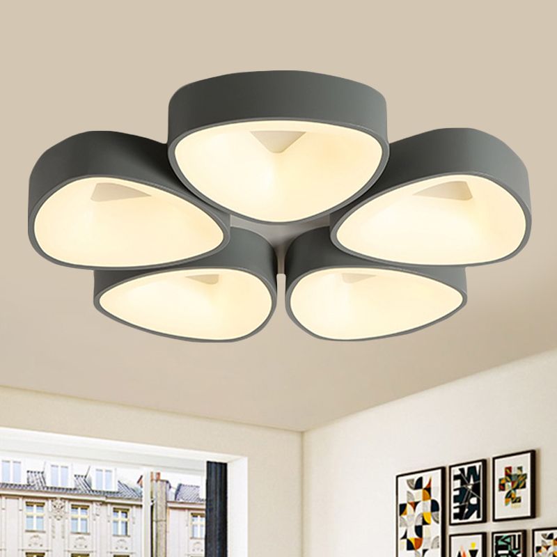 Coconut Gris Coque Flush Fixture Nordique 3/5 Feux Acrylique Ceiling Lamp en blanc / Warm / Natural Light