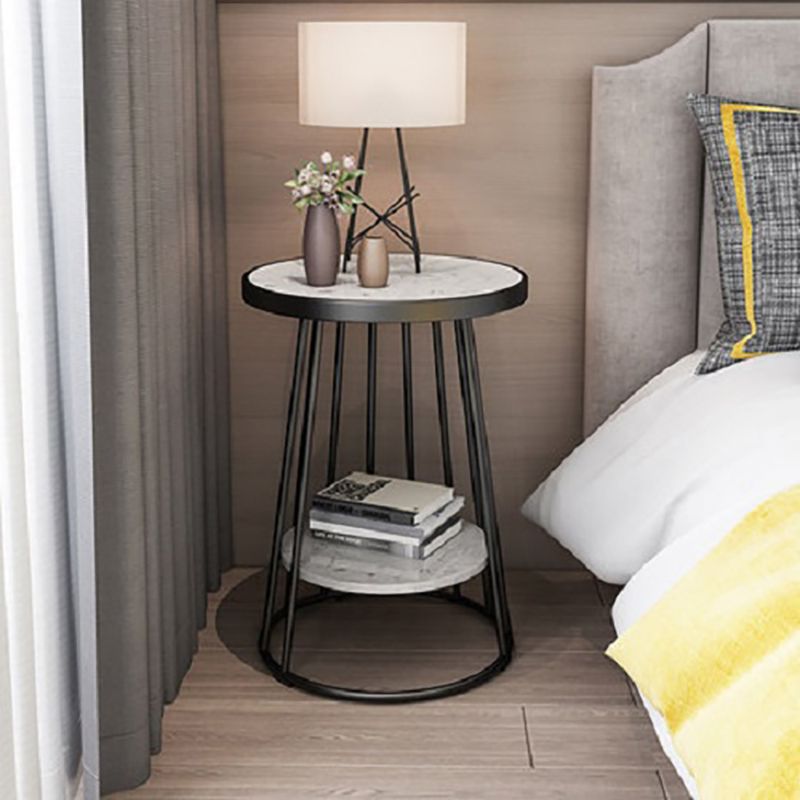 Industrial Accent Table Nightstand 24.4" Tall Bed Nightstand with 2 Shelves