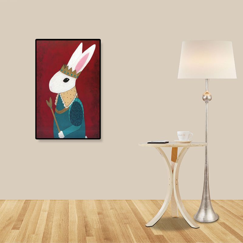 Animal Canvas Wall Art Cartoon Cute Illustrated Wild Life Wall Decor in Pastel Color