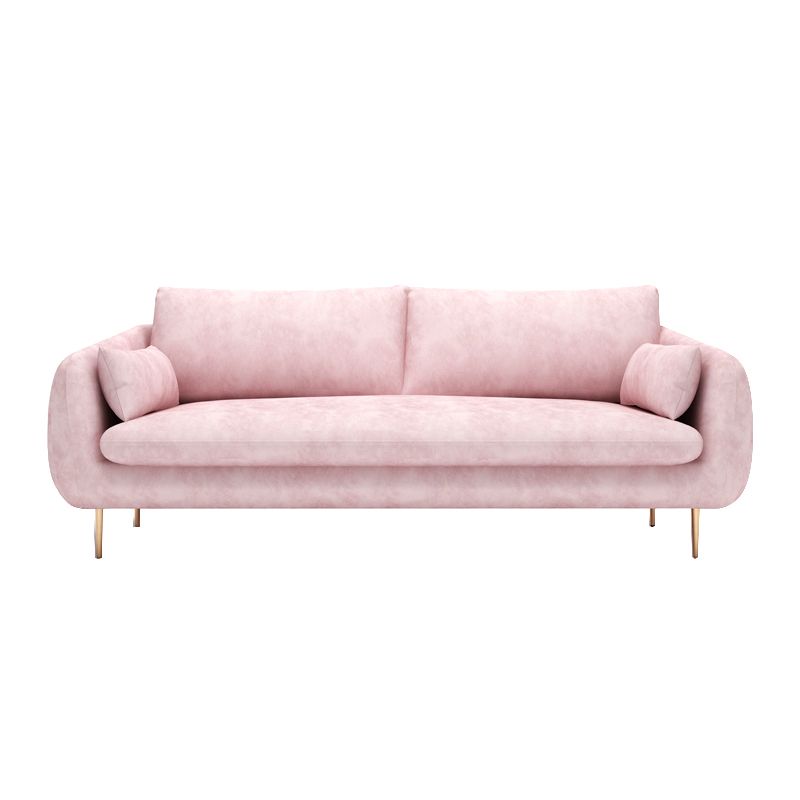 Contemporary Velvet Sofa with Pillow Cushion Back for Apartment