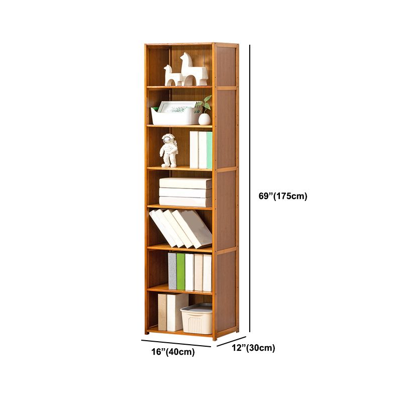 Contemporary Bamboo Book Shelf Closed Back Brown Shelf Bookcase for Home