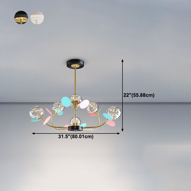 Spherical Shape Chandelier Light Modern Style Glass Multi Light Hanging Light for Kitchen