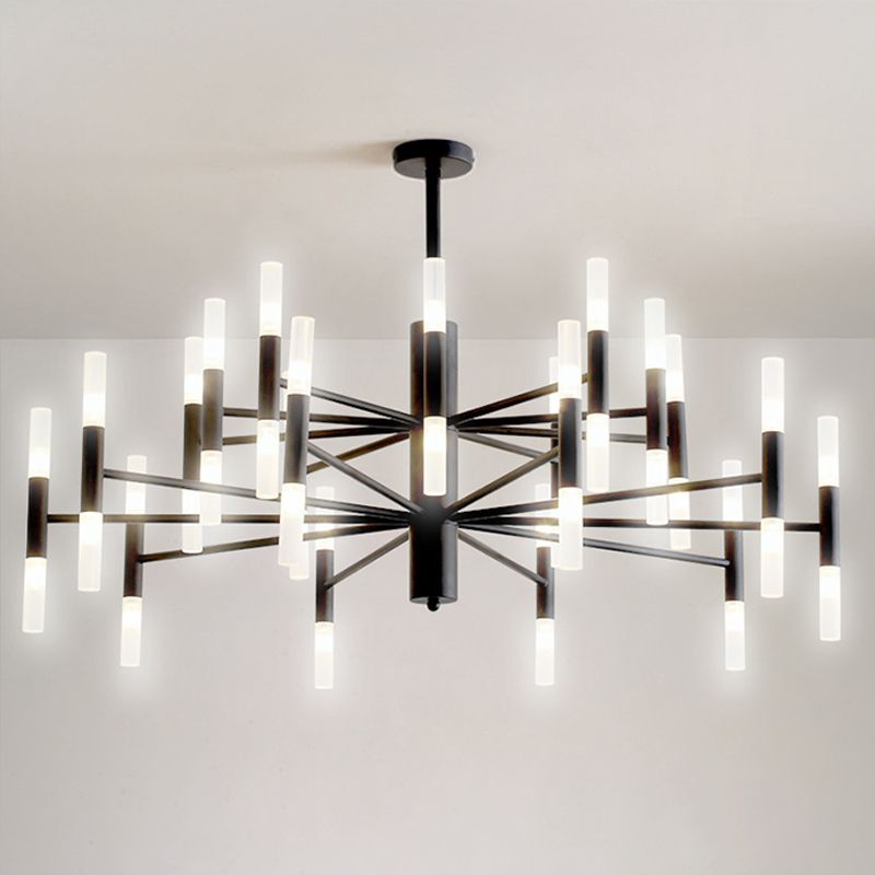 Radial Shaped Living Room Ceiling Lighting Metallic Postmodern LED Chandelier Light Fixture