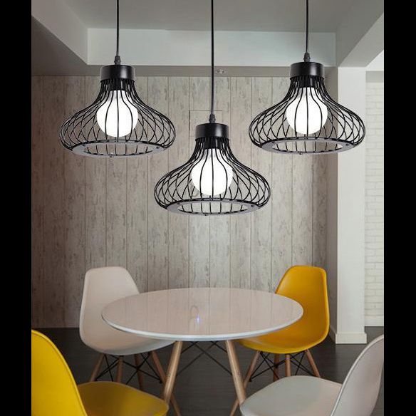 Vintage Bird Cage Pendant Light Industrial Style Pendant Light Fixtures for Restaurant