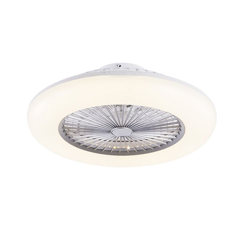 8 Blades Round Fan Lamp Simplicity Bedroom LED Semi Flush Ceiling Light