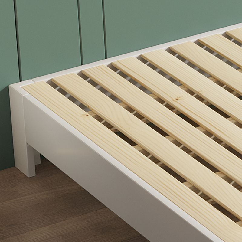 Modern White Platform Bed Solid Wood Platform Bed Frame with Headboard