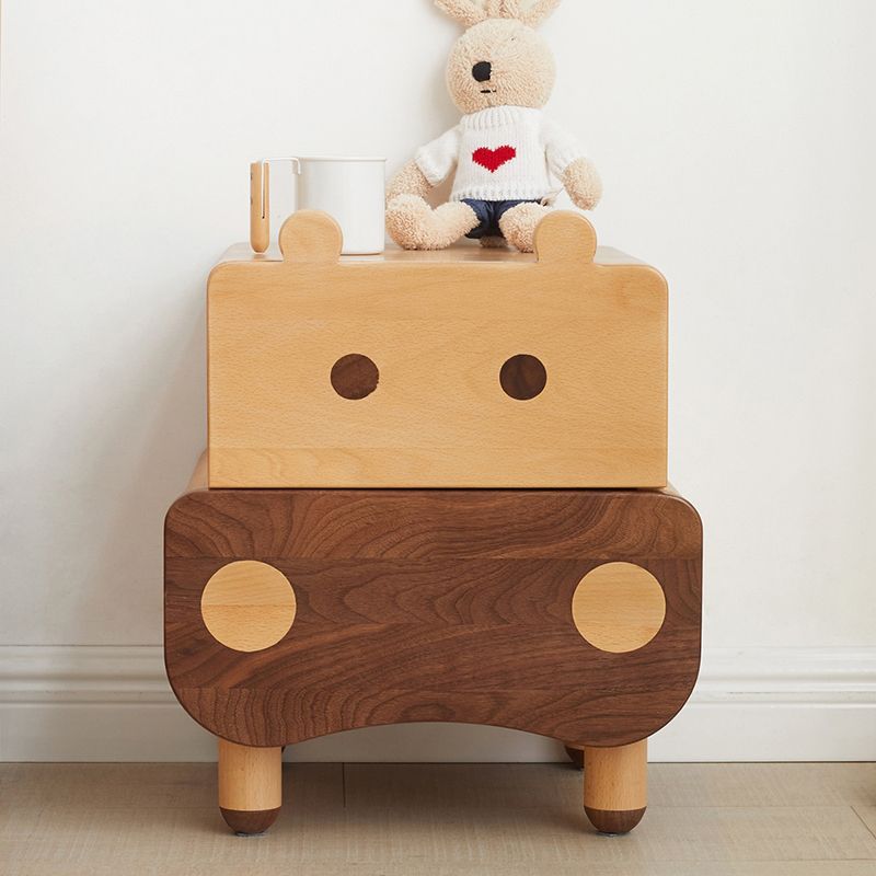 Drawer Standard Nightstand Solid Wood Animal Theme Kids Bedside Table