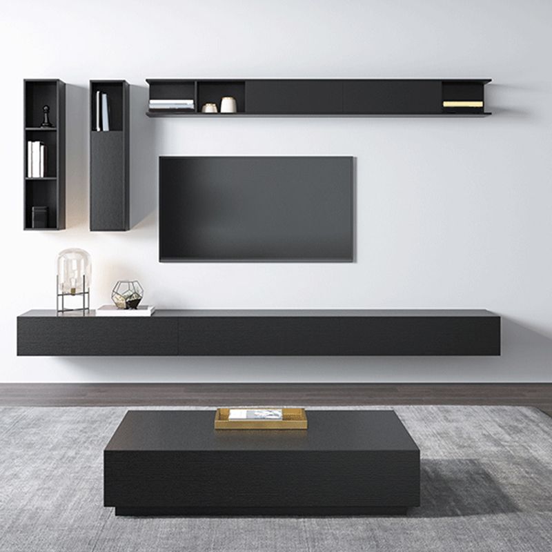 Modern Wood TV Media Stand Wall-mounted TV Console for Living Room