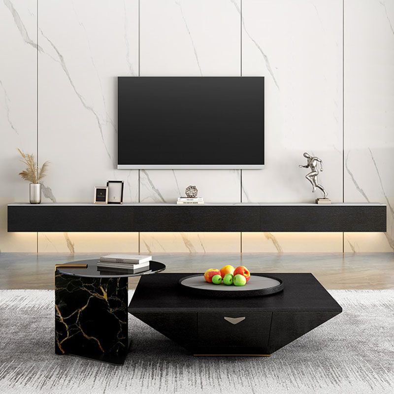 Contemporary Floating TV Stand Stone Counter Top TV Stand with Door