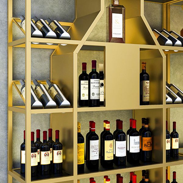 Metal Floor Wine Bottle Holder Industrial Wine Rack Bottle with Shelf