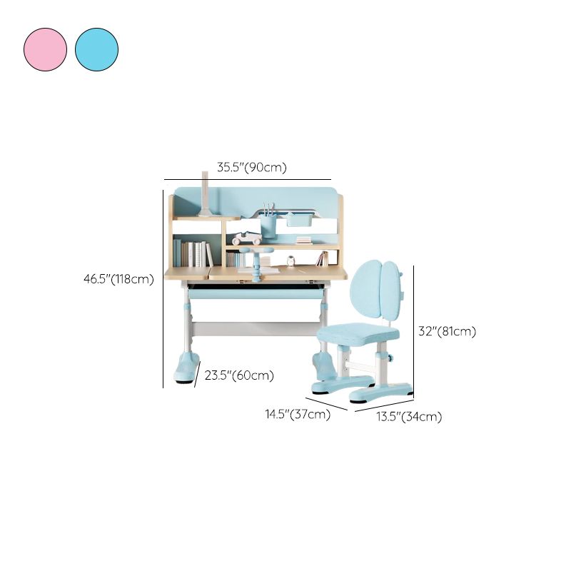 Adjustable Study Desk Home Table and Chair Set with Storage Drawer