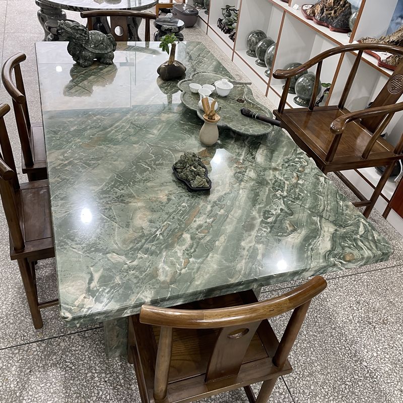 Stone Contemporary Style Dining Table Water Resistant in Green