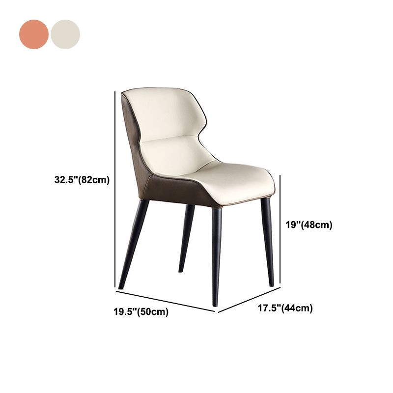 Modern Style Faux Leather Dining Chairs Metal Arm Dining Chair for Home Use