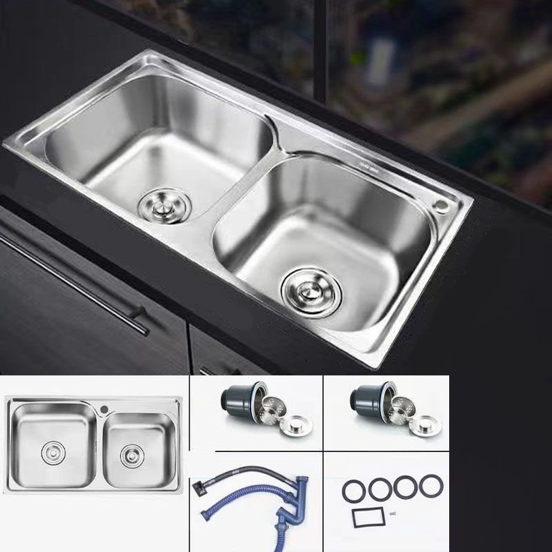 Classic Style Kitchen Sink Stainless Steel Kitchen Sink with Drain Strainer Kit