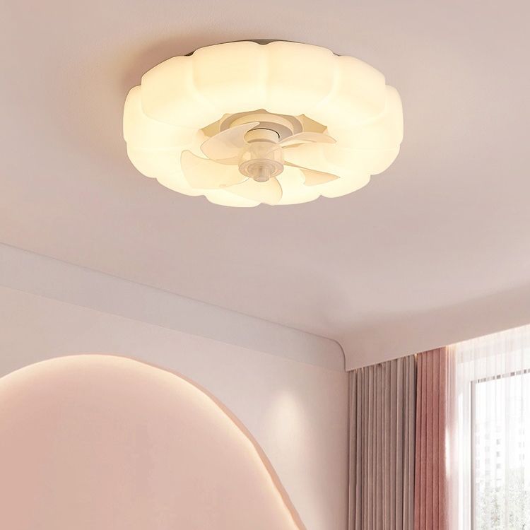 Contemporary Single White Ceiling Fan Lamp Unique Round Ceiling Fan Light