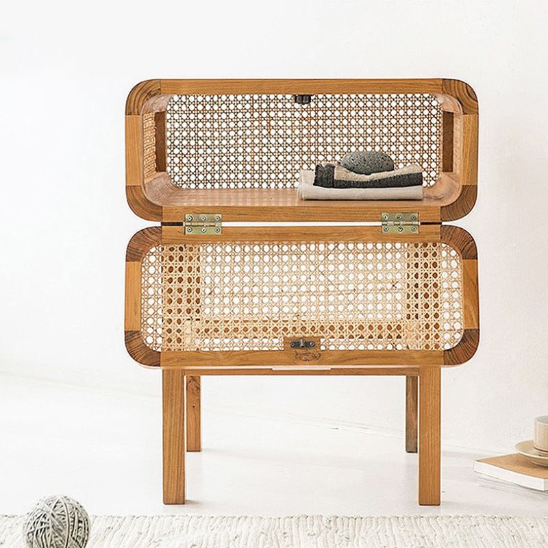 Rattan Night Table Modern Minimalist Bedside Table with Legs