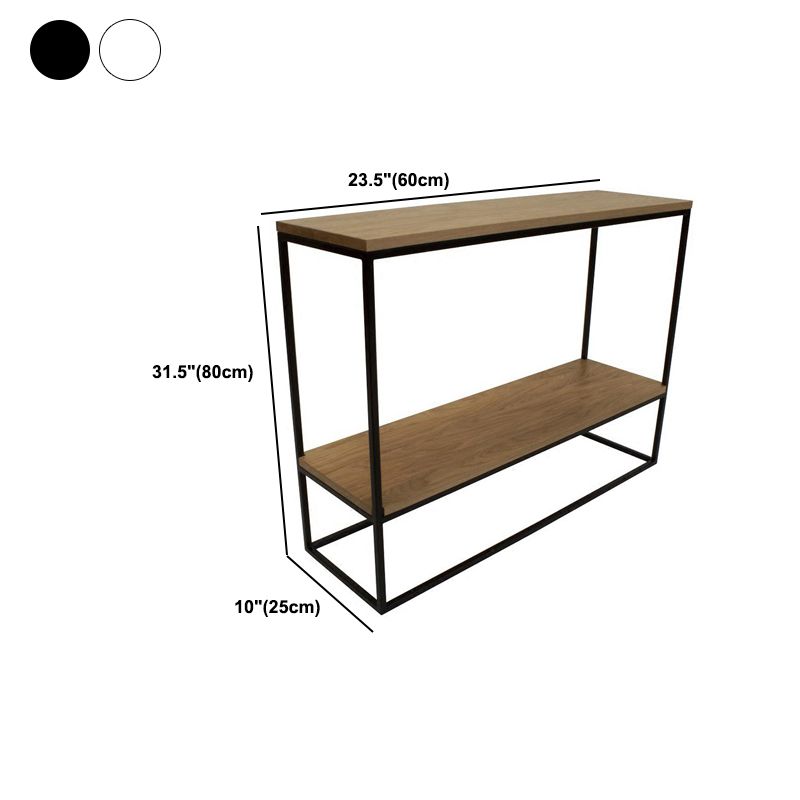 Wood Rectangle Console Table Mid-Century Modern Ironcraft Frame Accent Table