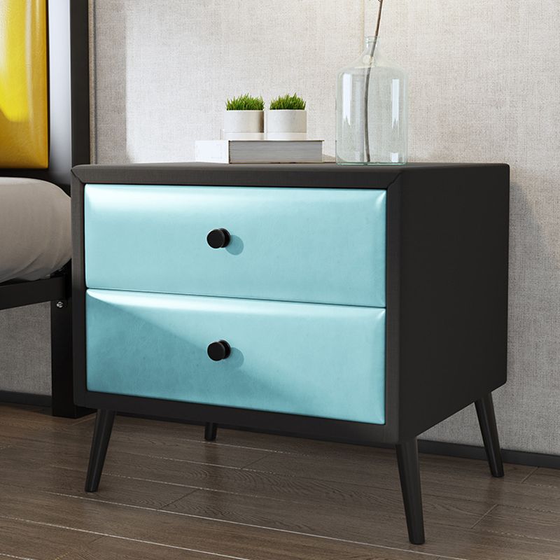 Faux Leather Bedside Cabinet Legs Included 19.69" Tall 2-drawer Night Table