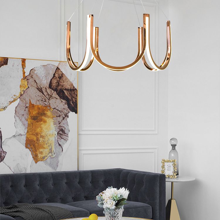 U-Shaped Metal Suspended Lighting Fixture Simple Style LED Chandelier Pendant Light