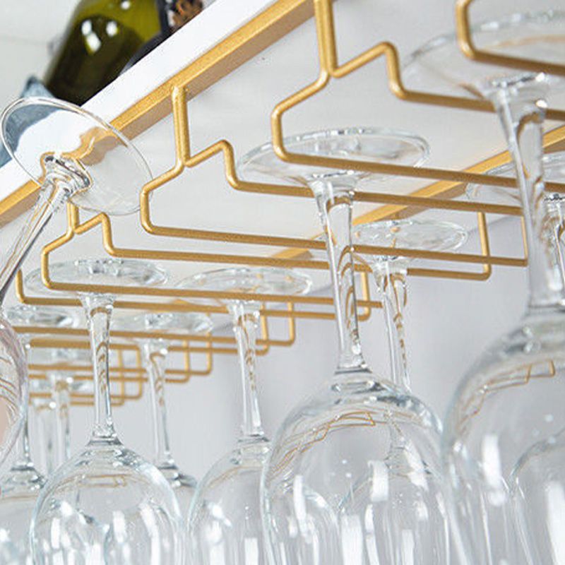 Contemporary Hanging Wine Glass Rack Stemware Holder for Kitchen