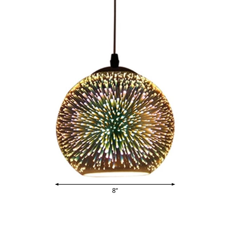 Textured Glass Global Drop Lamp Contemporary 1 Head Pendant Lighting Fixture in Gold