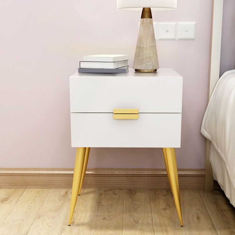 Wooden and Metal Night Table Modern Minimalist Bedside Table with Legs