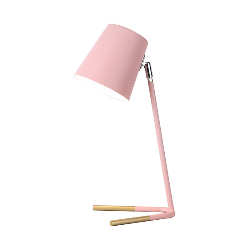 Pink/Green Tapered Nightstand Light Macaron 1 Head Iron Table Lighting with Swivelable Design and Fork Base