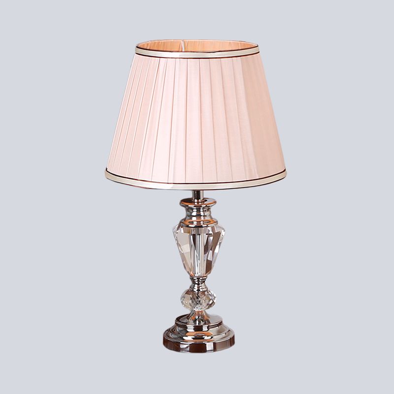 Barrel Shade Fabric Task Light Modernism 1 Head Pink/White Nightstand Lamp for Bedside