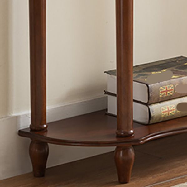 Solid Wood Console Table with Shelf Dark Brown Accent Table with Drawer