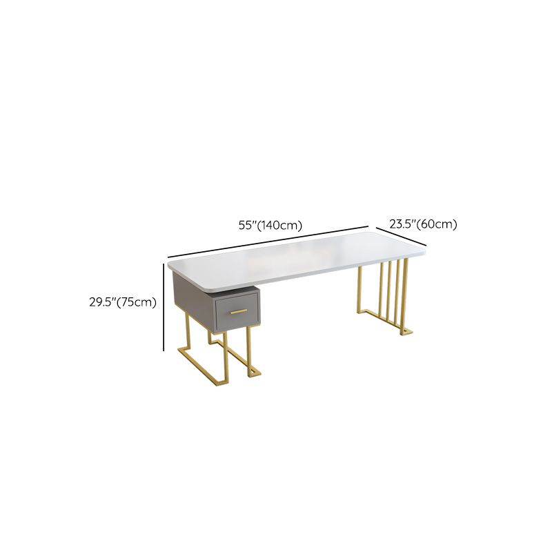 Contemporary Stone Writing Desk Metal Rectangular Office Desk