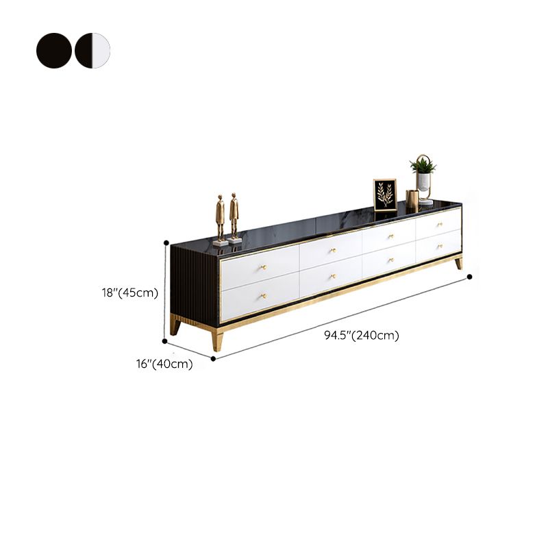 Glam TV Media Console Glass Media Console TV Stand with Drawers