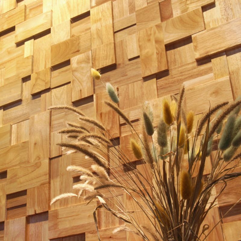 Mosaic Wood Wall Paneling Glue down Living Room Modern Style Wood Plank