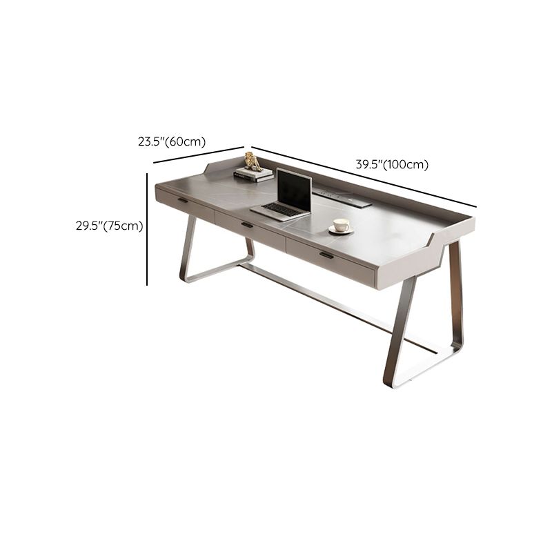 Rectangle Stone Top Office Desk Metal Base Industrial Writing Desk for Office