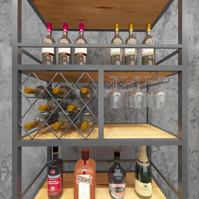 Modern Wine Bottle & Glass Rack Metal Floor Wine Rack Kitchen