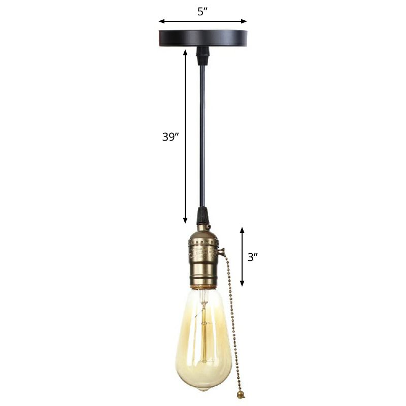 Edison Bulb Pocket en aluminium Pendant Light Light Industrial Single Salle Room suspendu Lamping en noir