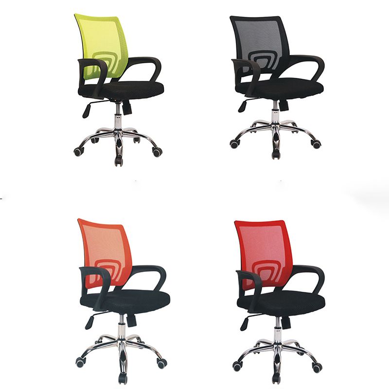 Middle Back Office Chair with Mesh and Sponge Cushion Fixed Arm Chair