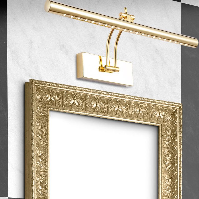 LED Bathroom Wall Mounted Lamp with Tubular Metal Shade Chrome/Gold Finish Vanity Lighting, 16"/21.5" Wide