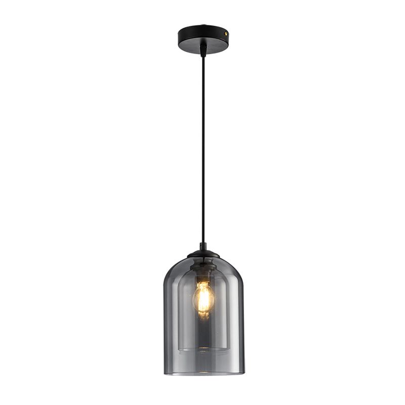 1 Light Cylinder Hanging Pendant Lights Industrial Style Glass Pendant Ceiling Lights