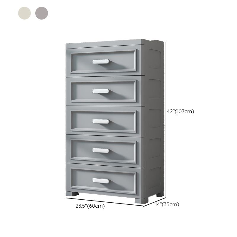 Contemporary Kids Nightstand Plastic Nursery Dresser with 5 Drawers