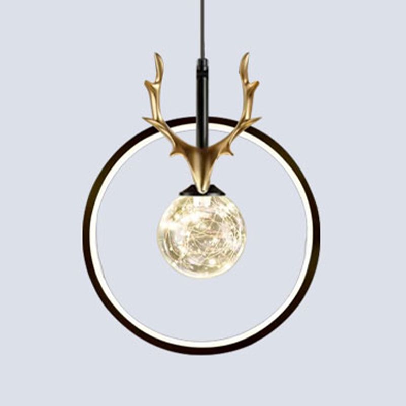 Light Luxury Style Ceiling Lamp Circle Antlers Shape Pendant Light for Living Room