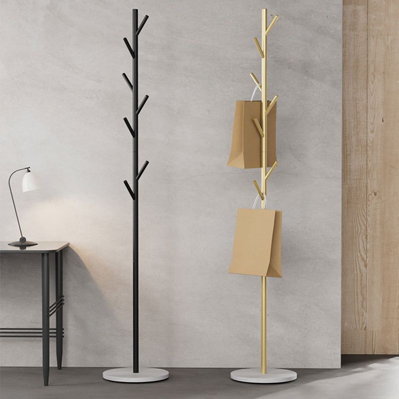 Modern Coat Hanger Metal Free Standing with Hooks Entryway Coat Rack